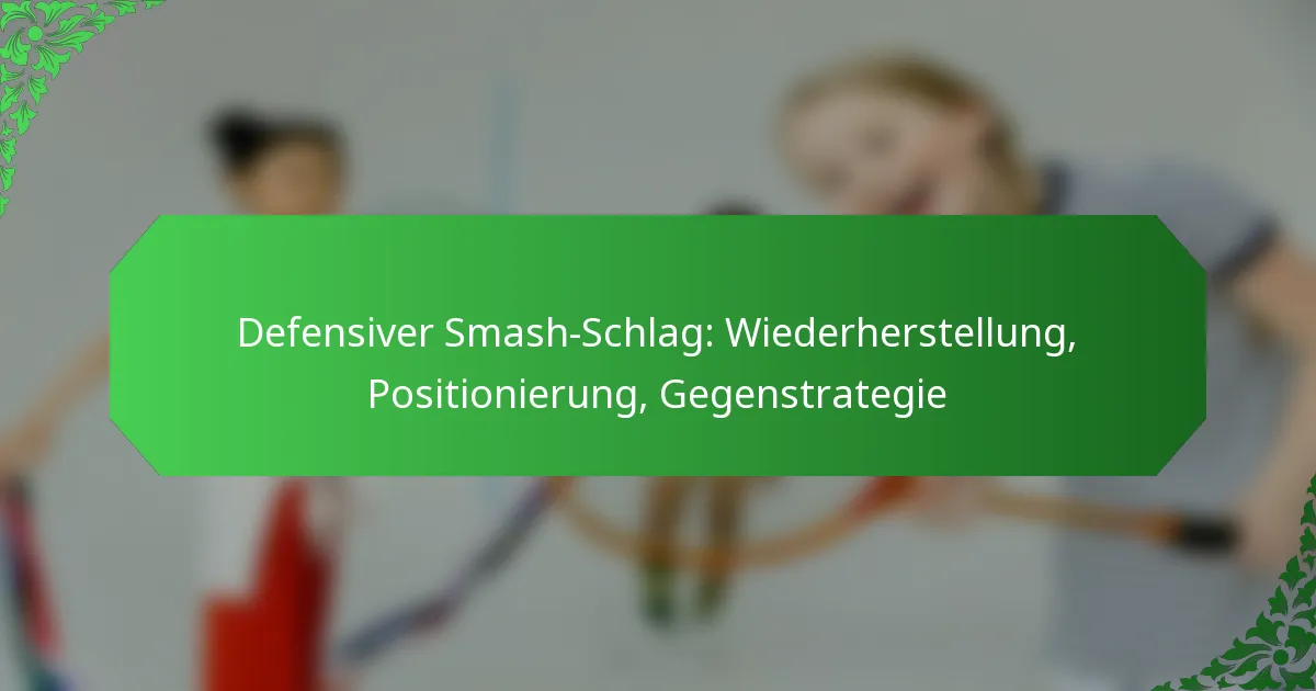 Defensiver Smash-Schlag: Wiederherstellung, Positionierung, Gegenstrategie