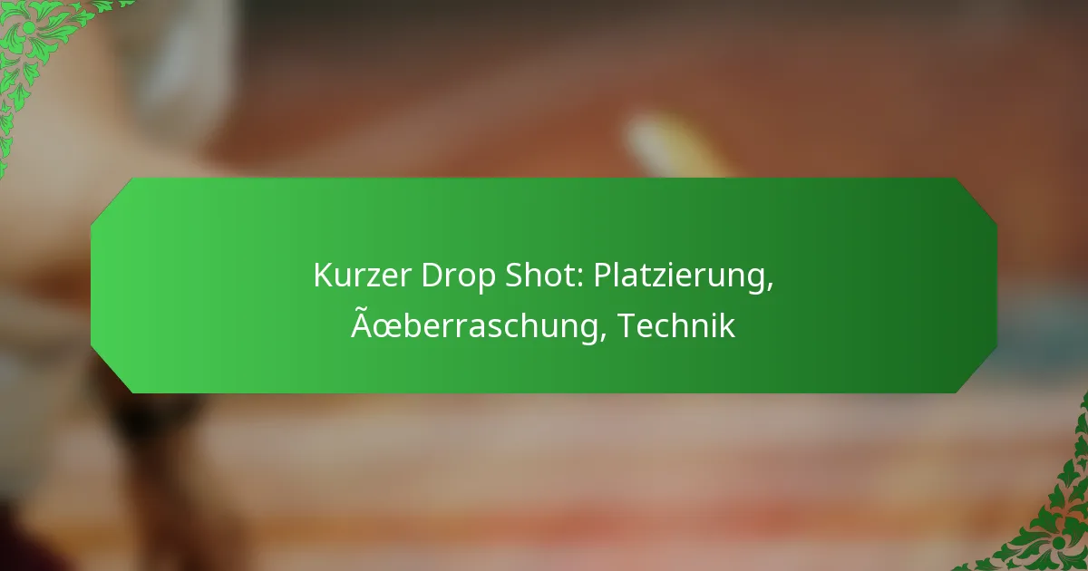 Kurzer Drop Shot: Platzierung, Überraschung, Technik