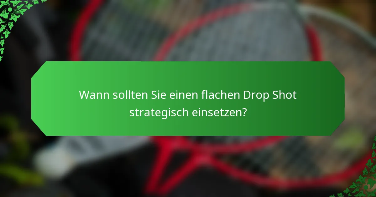 Wann sollten Sie einen flachen Drop Shot strategisch einsetzen?