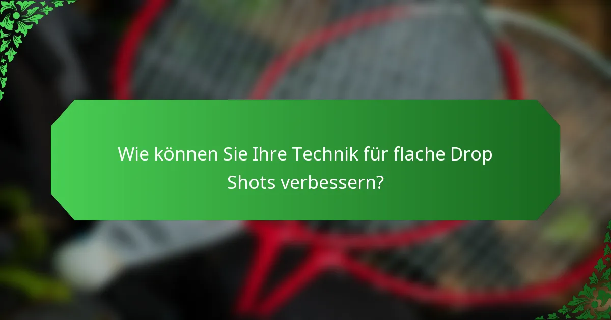 Wie können Sie Ihre Technik für flache Drop Shots verbessern?